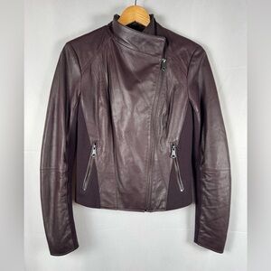 Marc New York Moto Jacket Genuine Leather Brown Soft Biker Classic Timeless M